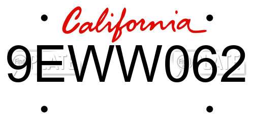 9EWW062 California License Plate