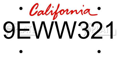 9EWW321 California License Plate