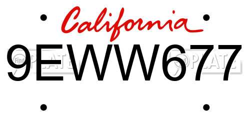 9EWW677 California License Plate