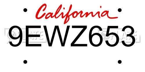 9EWZ653 California License Plate