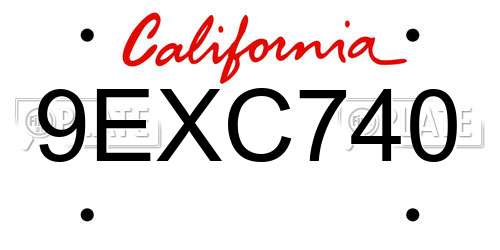 9EXC740 California License Plate