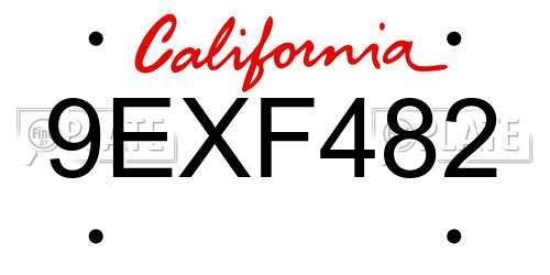 9EXF482 California License Plate
