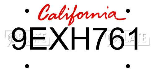 9EXH761 California License Plate