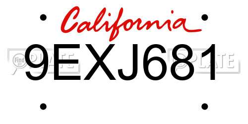 9EXJ681 California License Plate