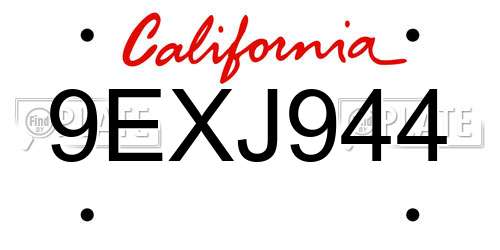 9EXJ944 California License Plate
