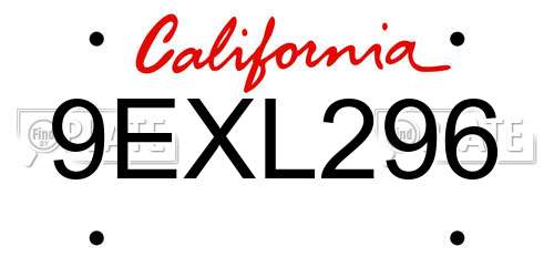 9EXL296 California License Plate