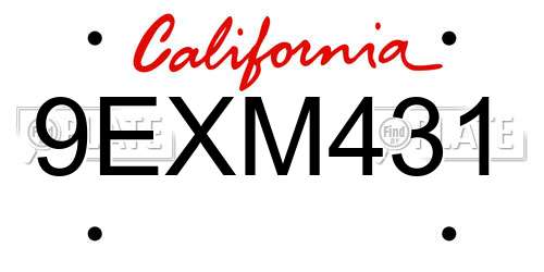 9EXM431 California License Plate