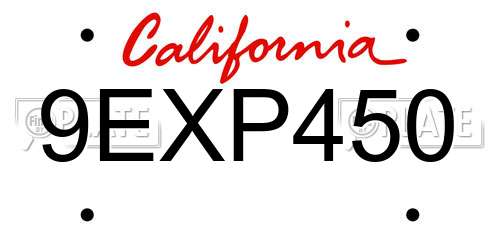 9EXP450 California License Plate