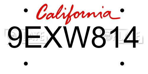 9EXW814 California License Plate