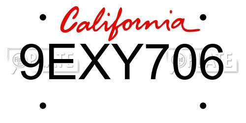 9EXY706 California License Plate