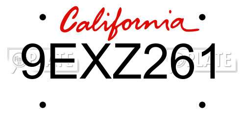 9EXZ261 California License Plate