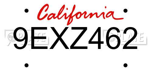 9EXZ462 California License Plate
