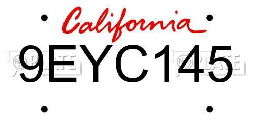 9EYC145 California License Plate