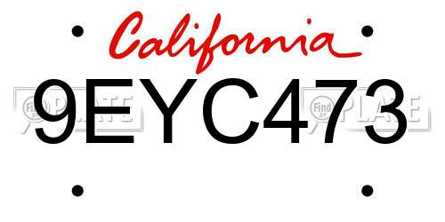9EYC473 California License Plate