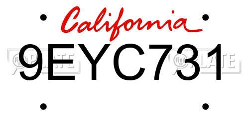 9EYC731 California License Plate