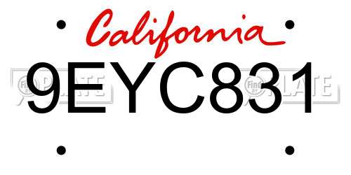 9EYC831 California License Plate