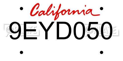 9EYD050 California License Plate