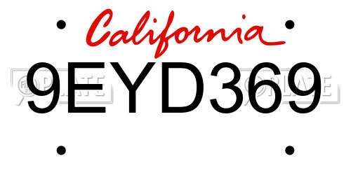 9EYD369 California License Plate