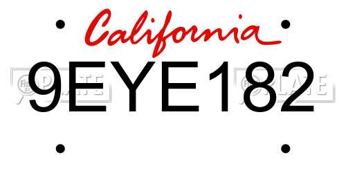 9EYE182 California License Plate
