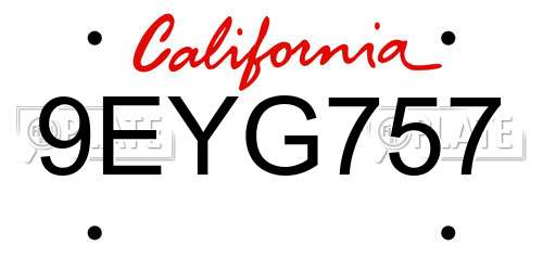 9EYG757 California License Plate