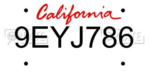 9EYJ786 California License Plate