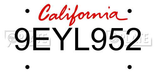 9EYL952 California License Plate