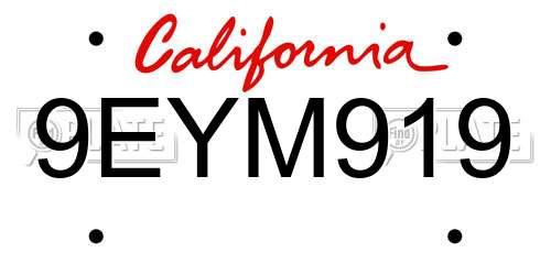 9EYM919 California License Plate