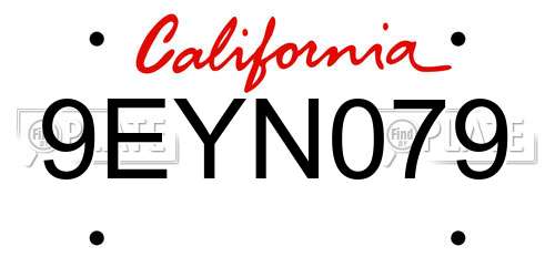 9EYN079 California License Plate