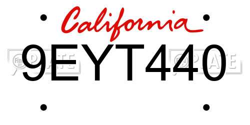 9EYT440 California License Plate