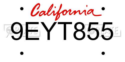 9EYT855 California License Plate