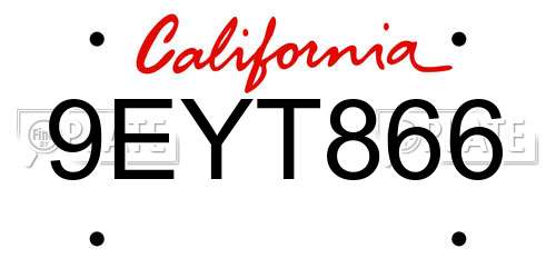 9EYT866 California License Plate