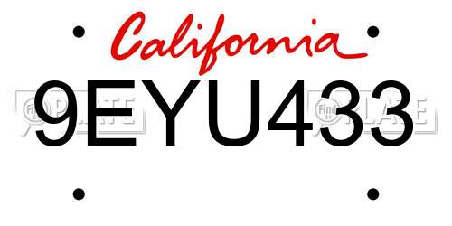 9EYU433 California License Plate