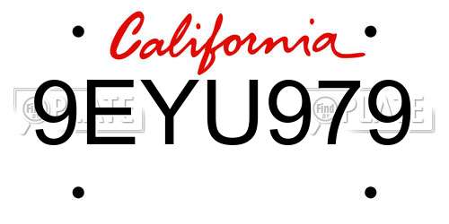 9EYU979 California License Plate