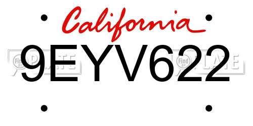 9EYV622 California License Plate