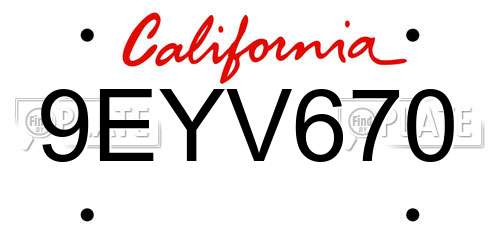 9EYV670 California License Plate