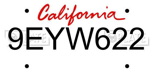 9EYW622 California License Plate