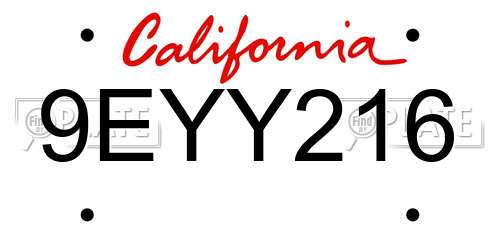 9EYY216 California License Plate