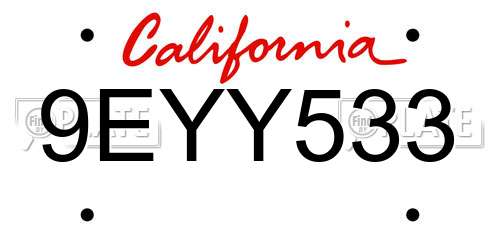 9EYY533 California License Plate