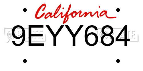 9EYY684 California License Plate