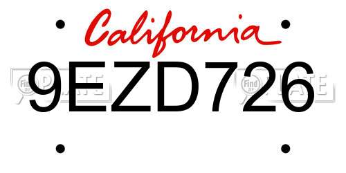 9EZD726 California License Plate