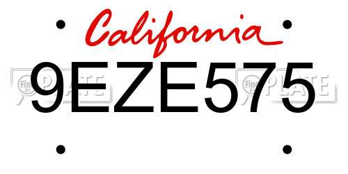 9EZE575 California License Plate