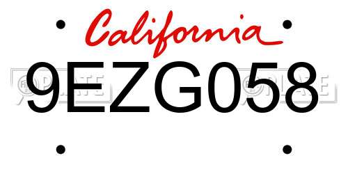 9EZG058 California License Plate