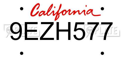 9EZH577 California License Plate