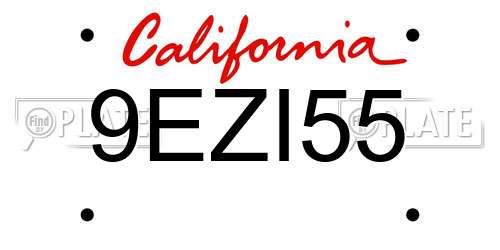 9EZI55 California License Plate