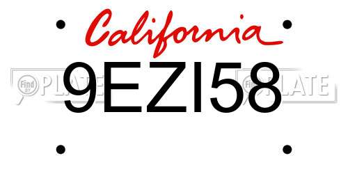 9EZI58 California License Plate