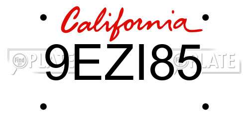 9EZI85 California License Plate