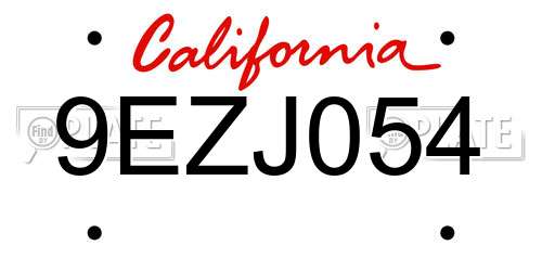9EZJ054 California License Plate