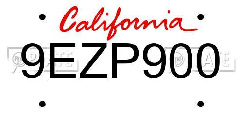 9EZP900 California License Plate
