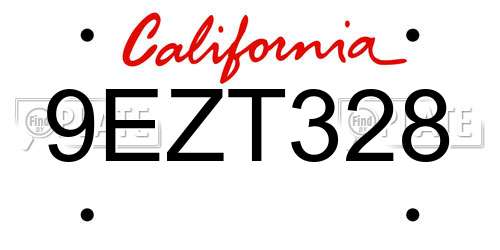 9EZT328 California License Plate