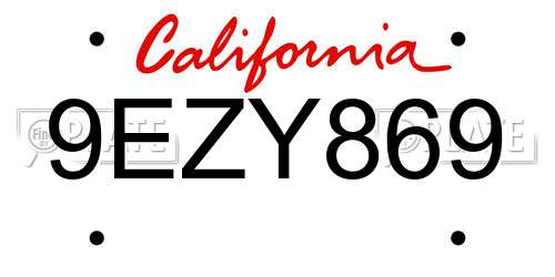 9EZY869 California License Plate